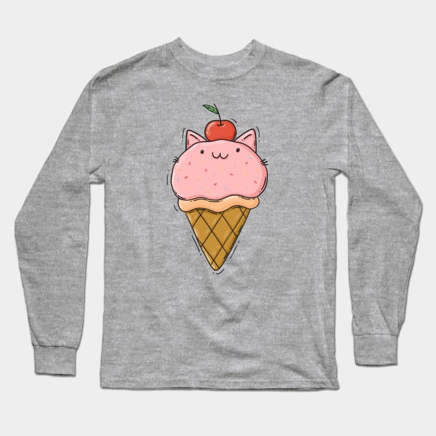 Kitty Ice Cream Long Sleeve T-Shirt by Tania Tania